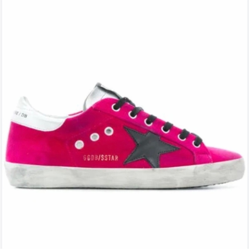 Golden Goose Hot Pink Suede Sneakers with Black Star - Picture 2 of 11